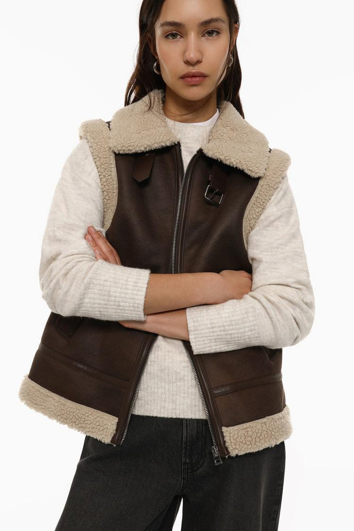 DOUBLE-FACED GILET WITH ZIP