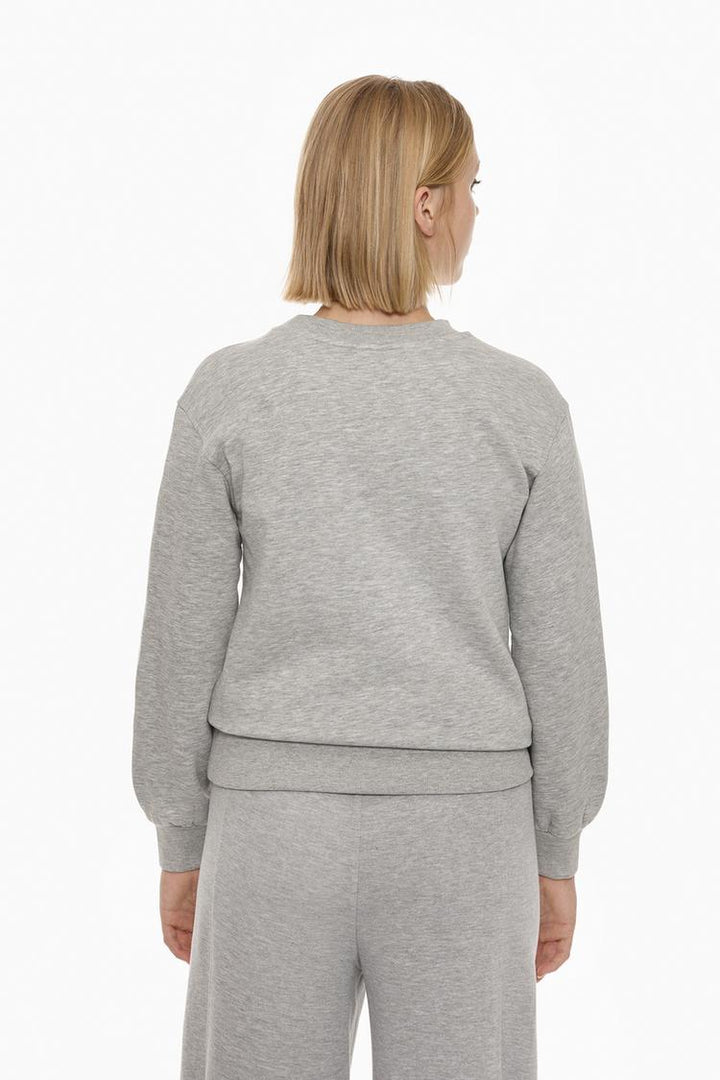 Basic Tracksuit Sweatshirt - Women's Grey Sweatshirt - Back View Featuring Simple and Comfortable Design for Active Wear