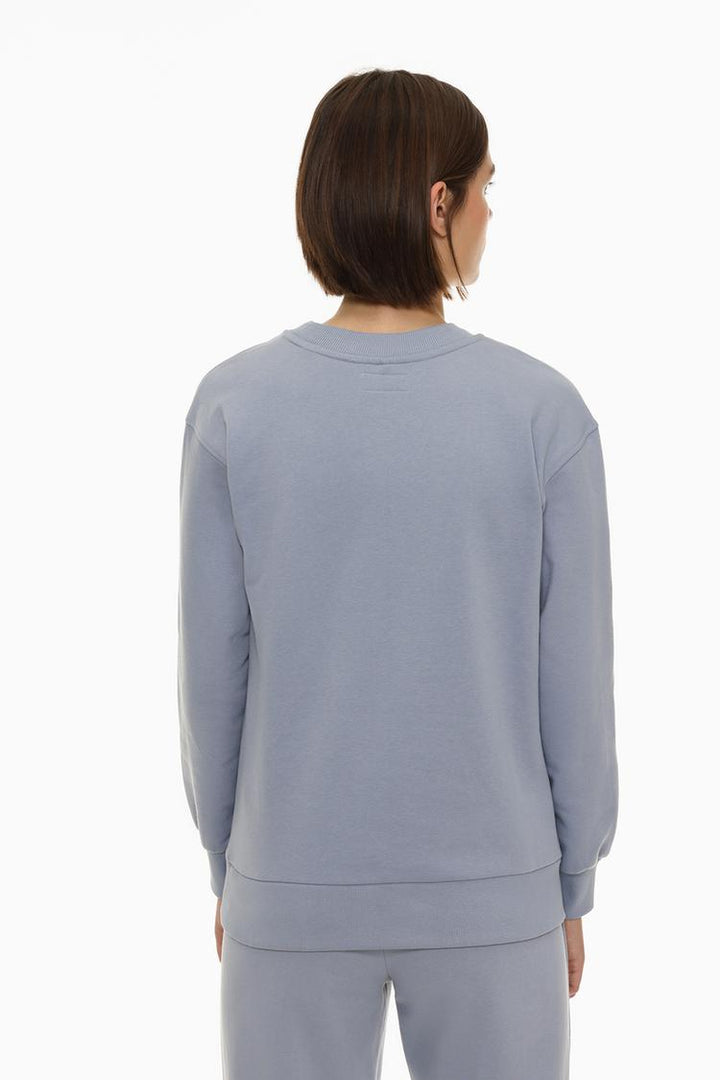 Basic Tracksuit Sweatshirt - Women's Light Blue Sweatshirt - Back View with Simple and Comfortable Design for Active Wear