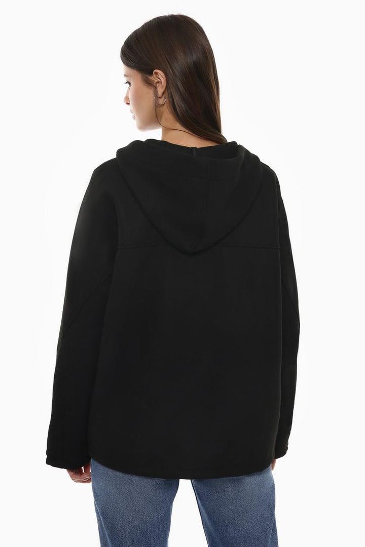 Basic Wool Coat - Women's Classic Wool Coat - Back View Featuring Simple and Elegant Design for Cold Weather