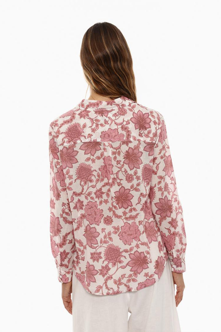 Cotton shirt pink, back view showing the relaxed fit and simple design.