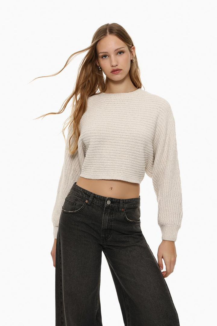 CROPPED CHENILLE SWEATER