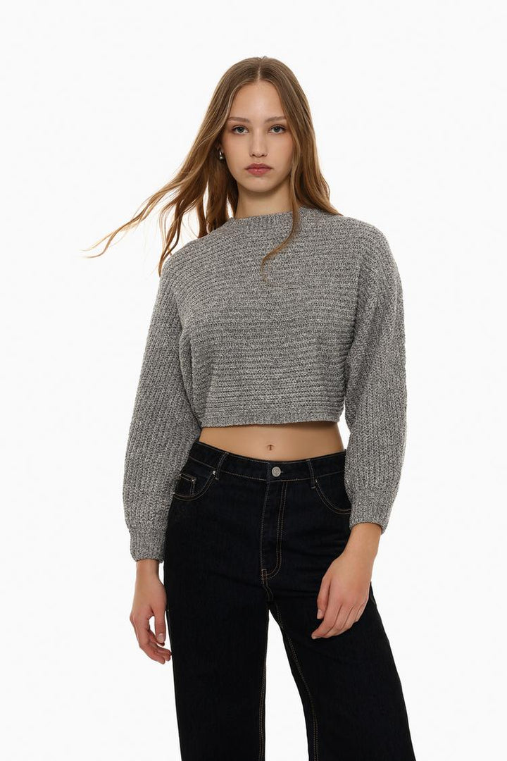 CROPPED CHENILLE SWEATER