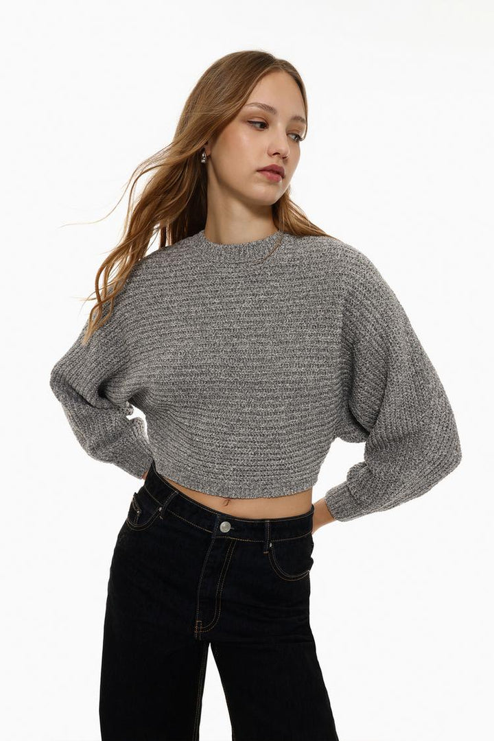 CROPPED CHENILLE SWEATER