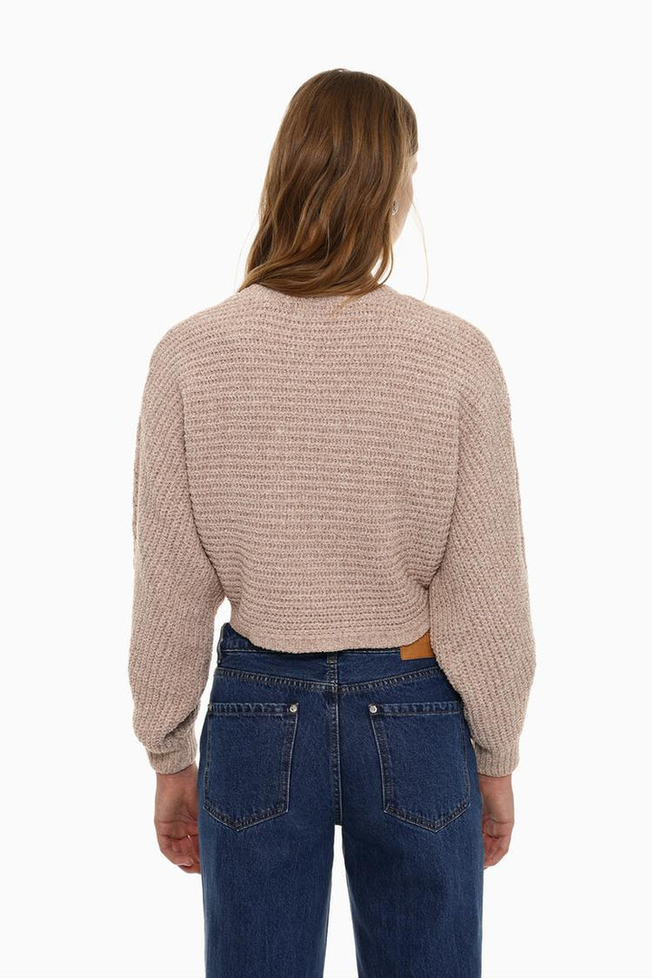 CROPPED CHENILLE SWEATER