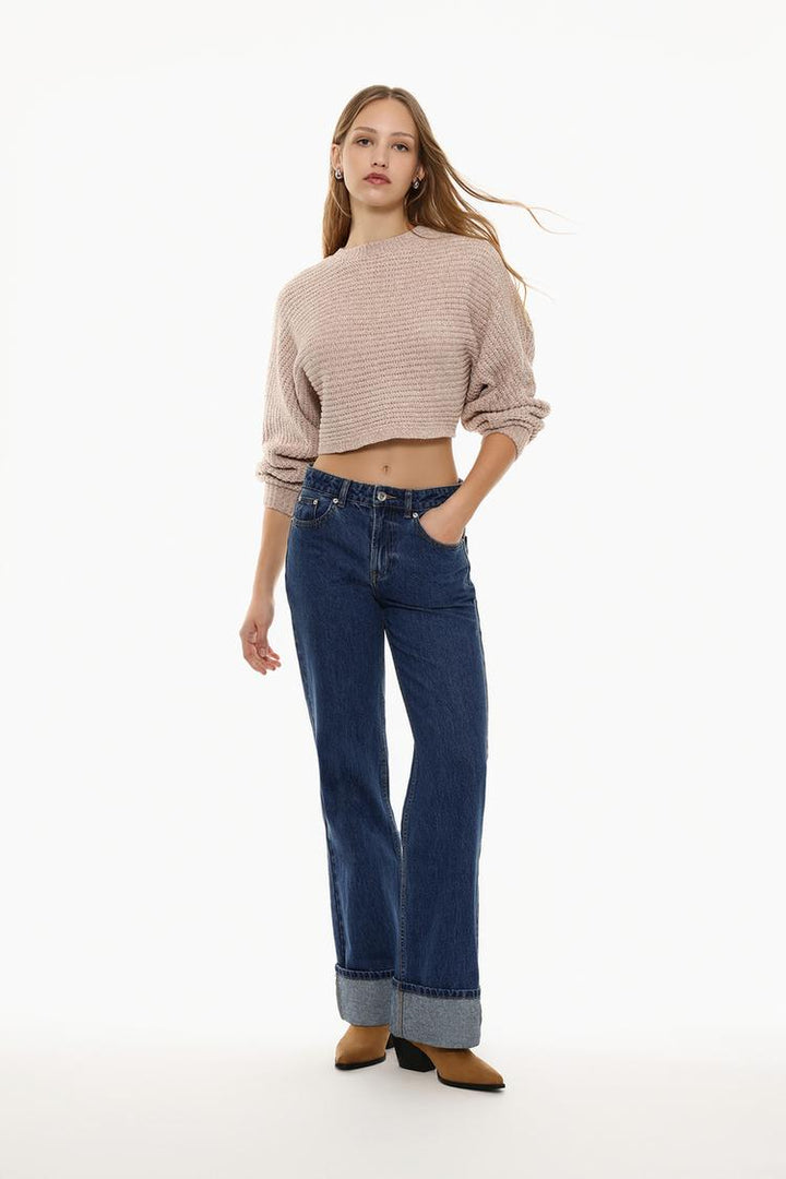 CROPPED CHENILLE SWEATER