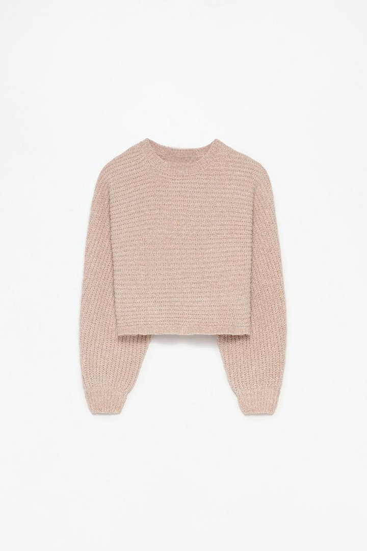 CROPPED CHENILLE SWEATER