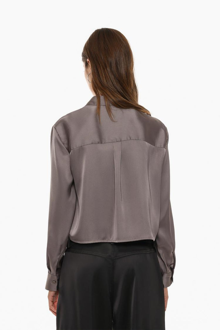 CROPPED SATIN SHIRT