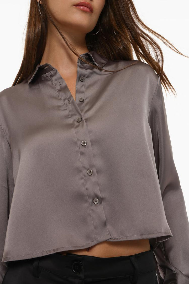 CROPPED SATIN SHIRT