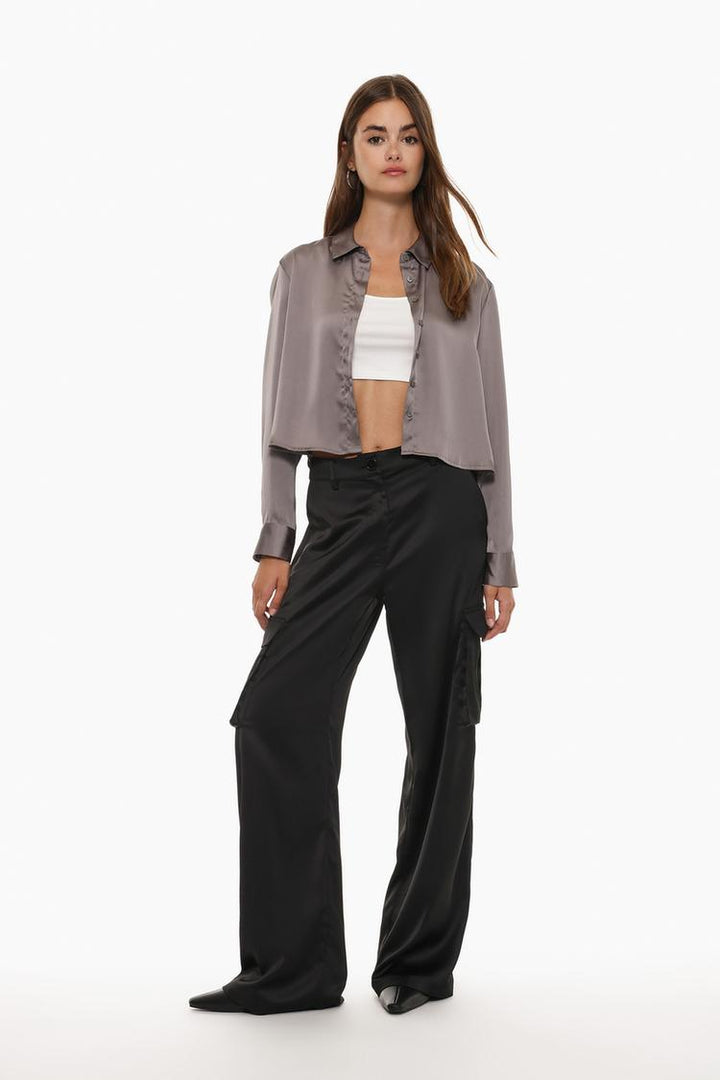 CROPPED SATIN SHIRT