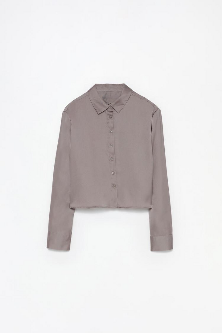 CROPPED SATIN SHIRT