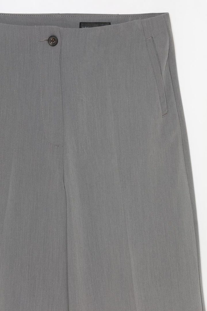 Product image of grey culottes without a waistband, perfect for casual or formal wardrobe staples.