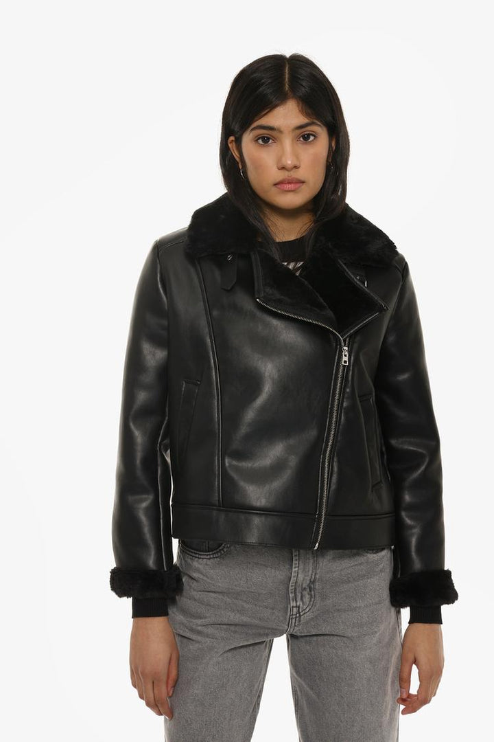 FAUX LEATHER DOUBLE-FACED JACKET