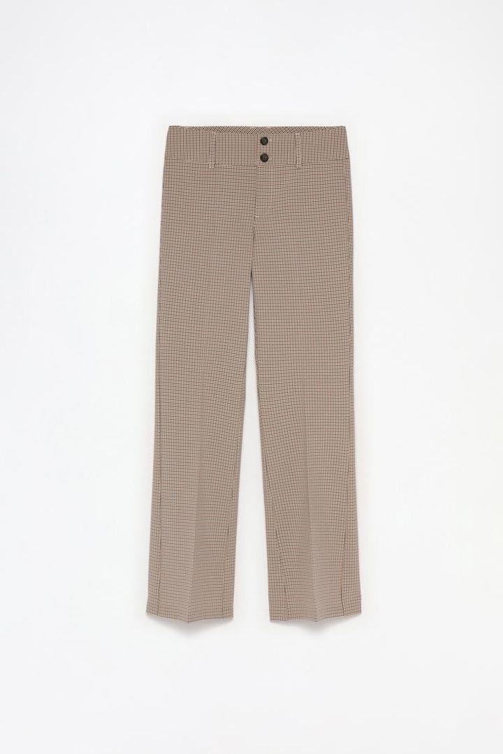 Beige flared trousers, detailed product display for comfortable and stylish wear